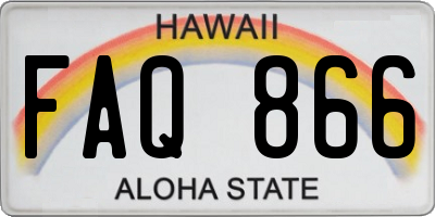 HI license plate FAQ866
