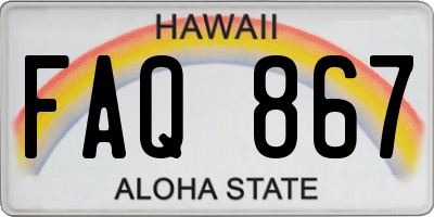 HI license plate FAQ867