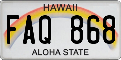 HI license plate FAQ868