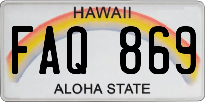 HI license plate FAQ869