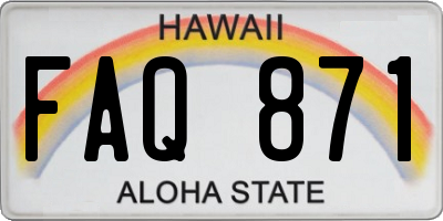 HI license plate FAQ871