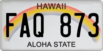 HI license plate FAQ873