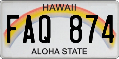 HI license plate FAQ874