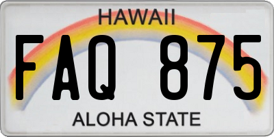 HI license plate FAQ875