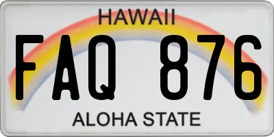 HI license plate FAQ876