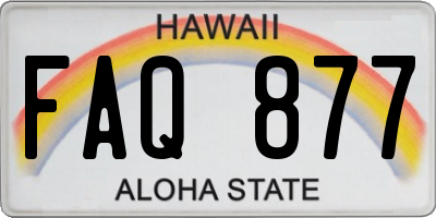HI license plate FAQ877