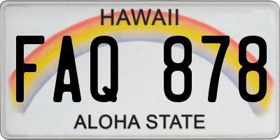 HI license plate FAQ878