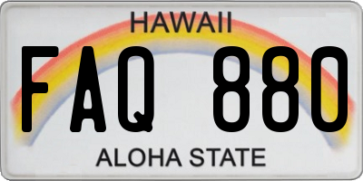 HI license plate FAQ880