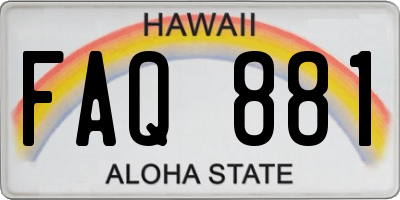 HI license plate FAQ881