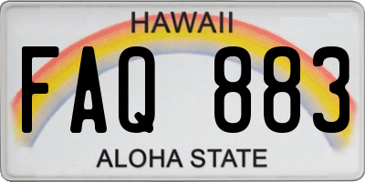 HI license plate FAQ883