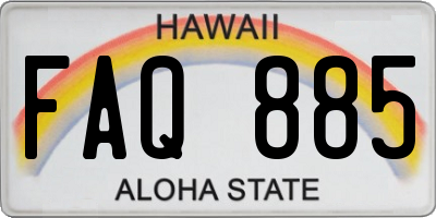 HI license plate FAQ885