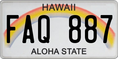 HI license plate FAQ887