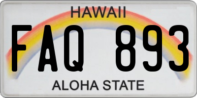 HI license plate FAQ893