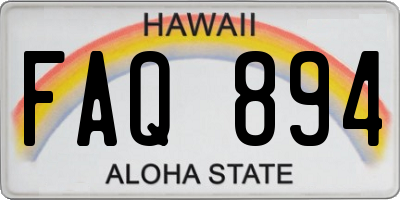 HI license plate FAQ894