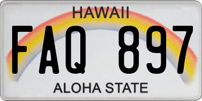 HI license plate FAQ897