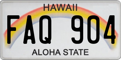 HI license plate FAQ904