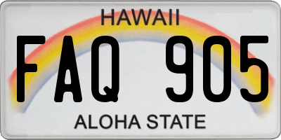 HI license plate FAQ905