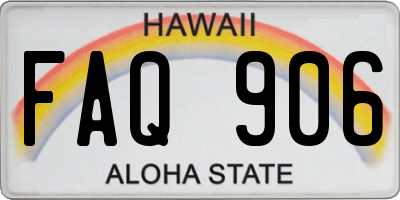 HI license plate FAQ906