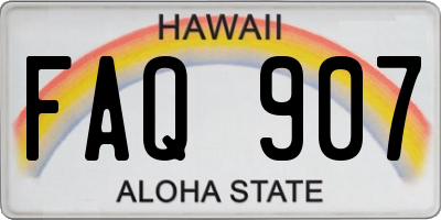 HI license plate FAQ907