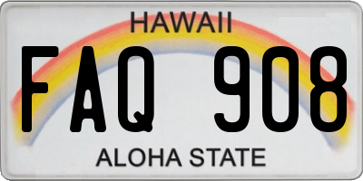 HI license plate FAQ908