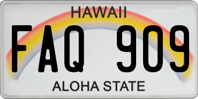 HI license plate FAQ909