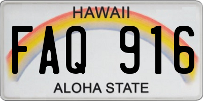 HI license plate FAQ916