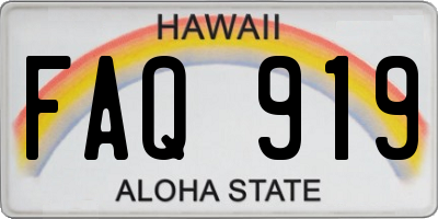 HI license plate FAQ919