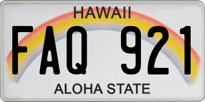 HI license plate FAQ921