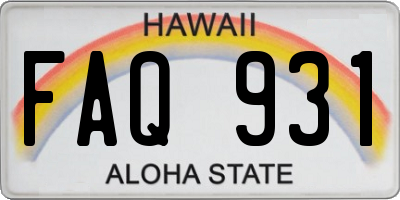 HI license plate FAQ931