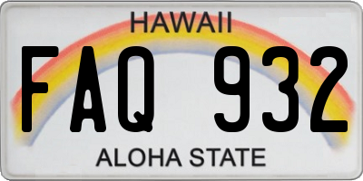 HI license plate FAQ932