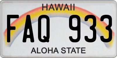 HI license plate FAQ933