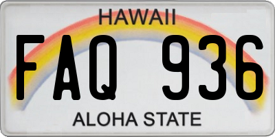HI license plate FAQ936