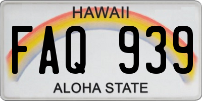 HI license plate FAQ939