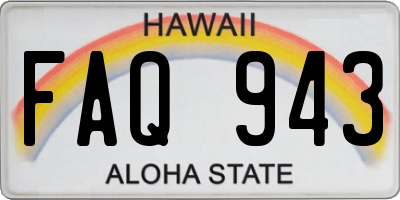 HI license plate FAQ943