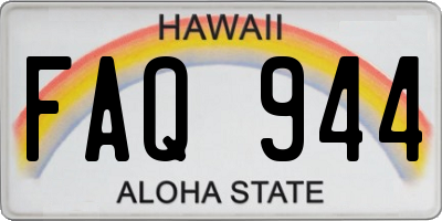 HI license plate FAQ944