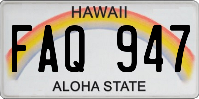 HI license plate FAQ947