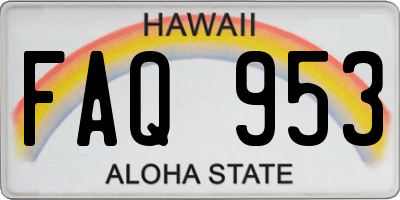 HI license plate FAQ953