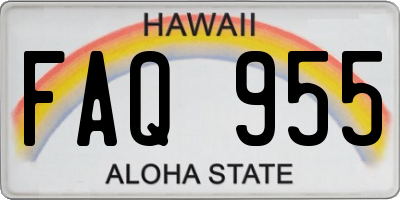 HI license plate FAQ955