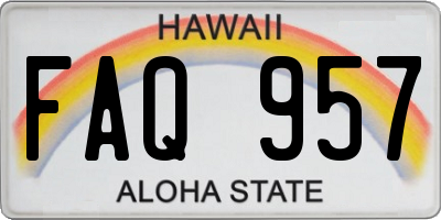HI license plate FAQ957