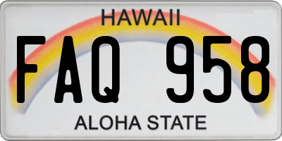 HI license plate FAQ958