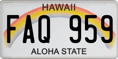 HI license plate FAQ959