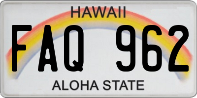 HI license plate FAQ962