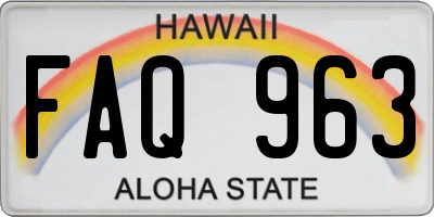 HI license plate FAQ963