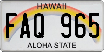 HI license plate FAQ965