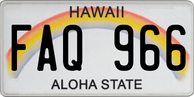 HI license plate FAQ966