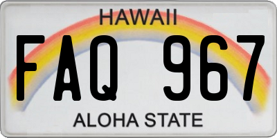 HI license plate FAQ967