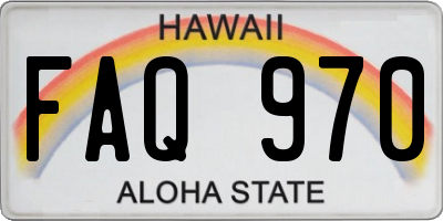 HI license plate FAQ970
