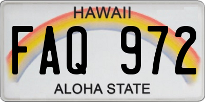 HI license plate FAQ972