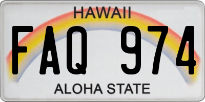 HI license plate FAQ974