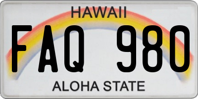 HI license plate FAQ980